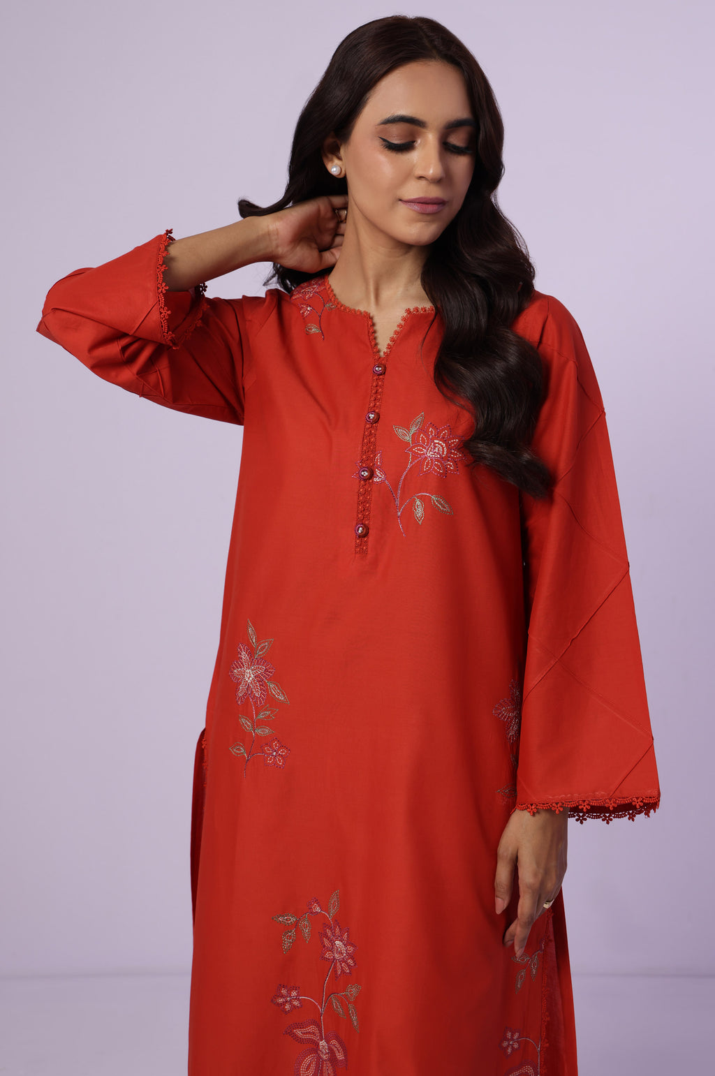 Stitched 1 Piece Embroidered Cambric Shirt