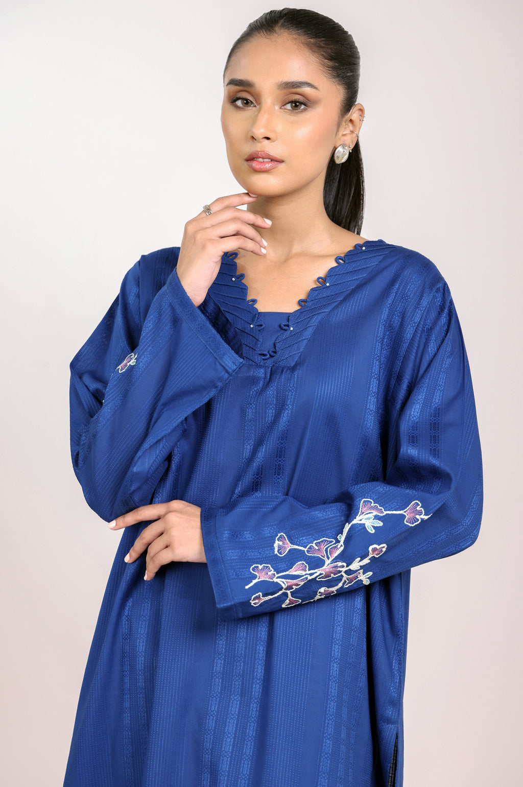 Stitched 1 Piece Embroidered Jacquard Shirt