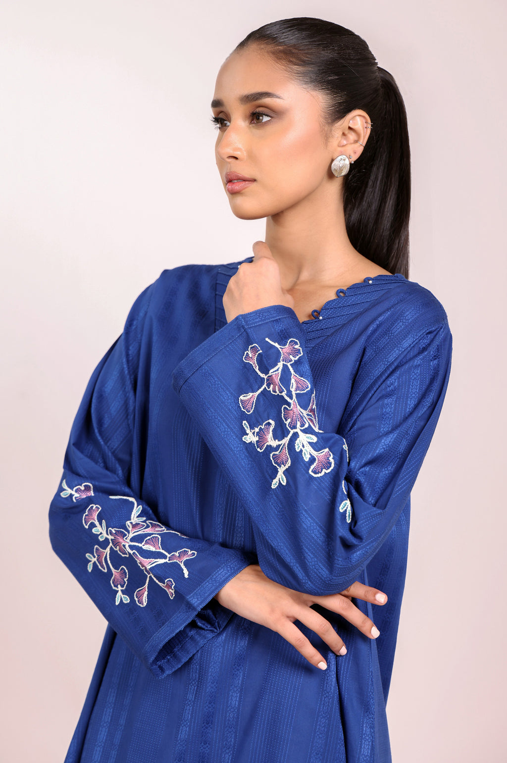 Stitched 1 Piece Embroidered Jacquard Shirt