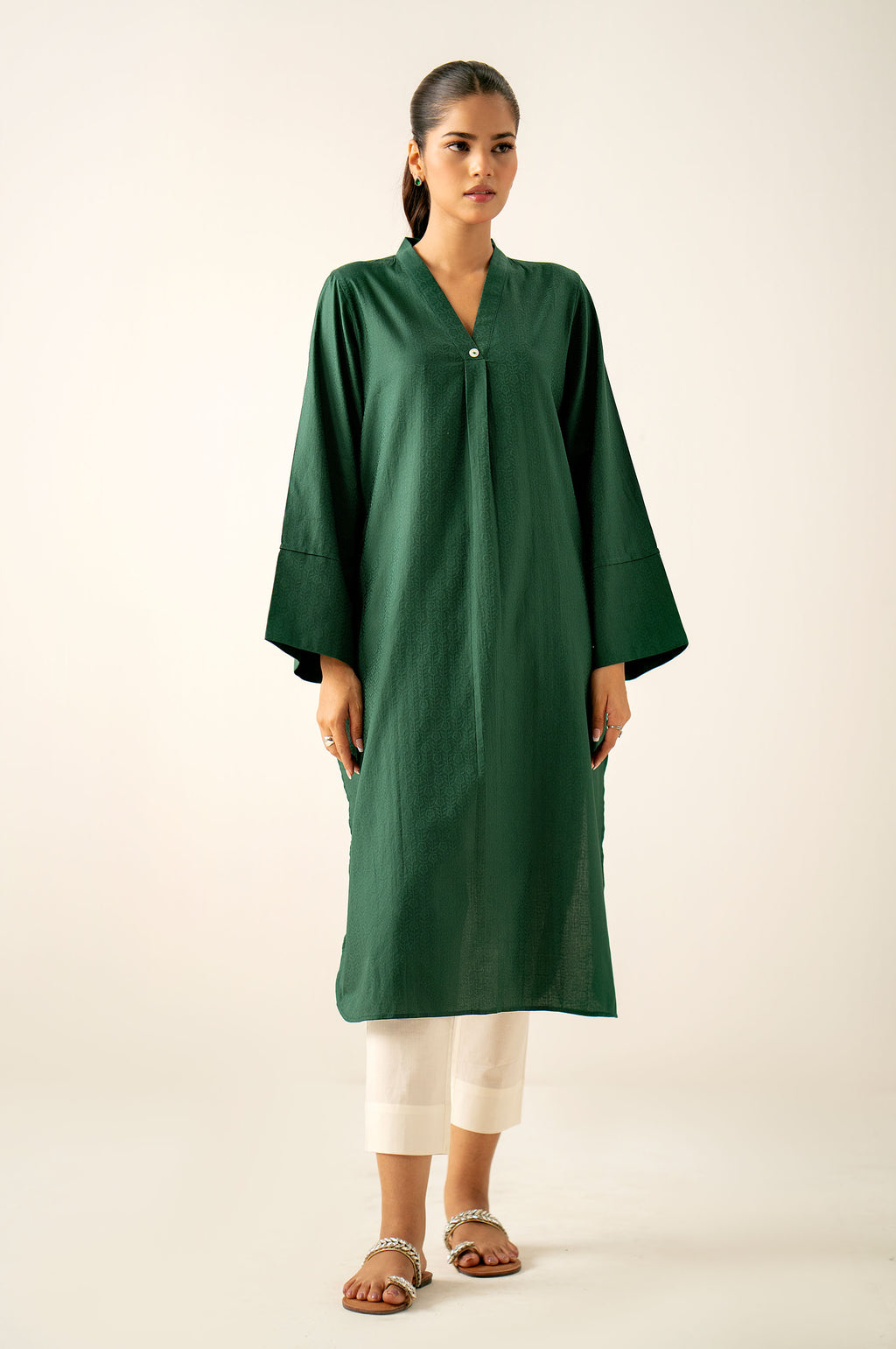Stitched 1 Piece Stylized Satin Jacquard Shirt