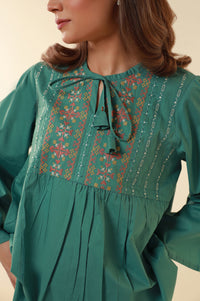 Stitched 1 Piece Embroidered Cambric Fusion Top