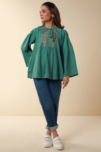 Stitched 1 Piece Embroidered Cambric Fusion Top