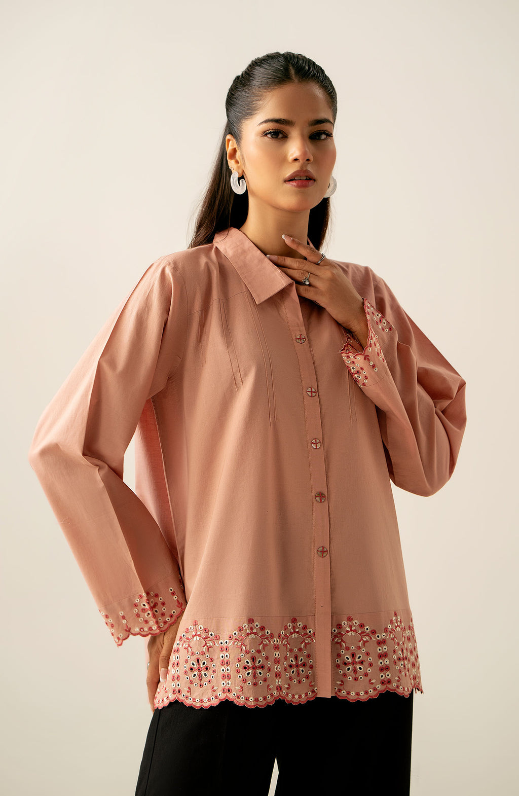 Stitched 1 Piece Embroidered Cambric Top