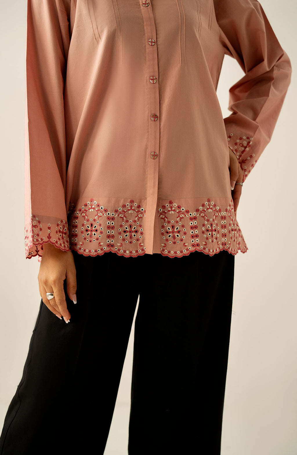 Stitched 1 Piece Embroidered Cambric Top