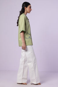 Stitched 1 Piece Embroidered Both Side Slub Top