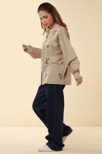 Stitched 1 Piece Embroidered Yarn Dyed Neps Top