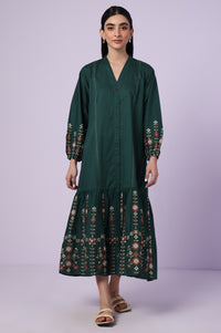 Stitched 1 Piece Embroidered Cambric Long Dress