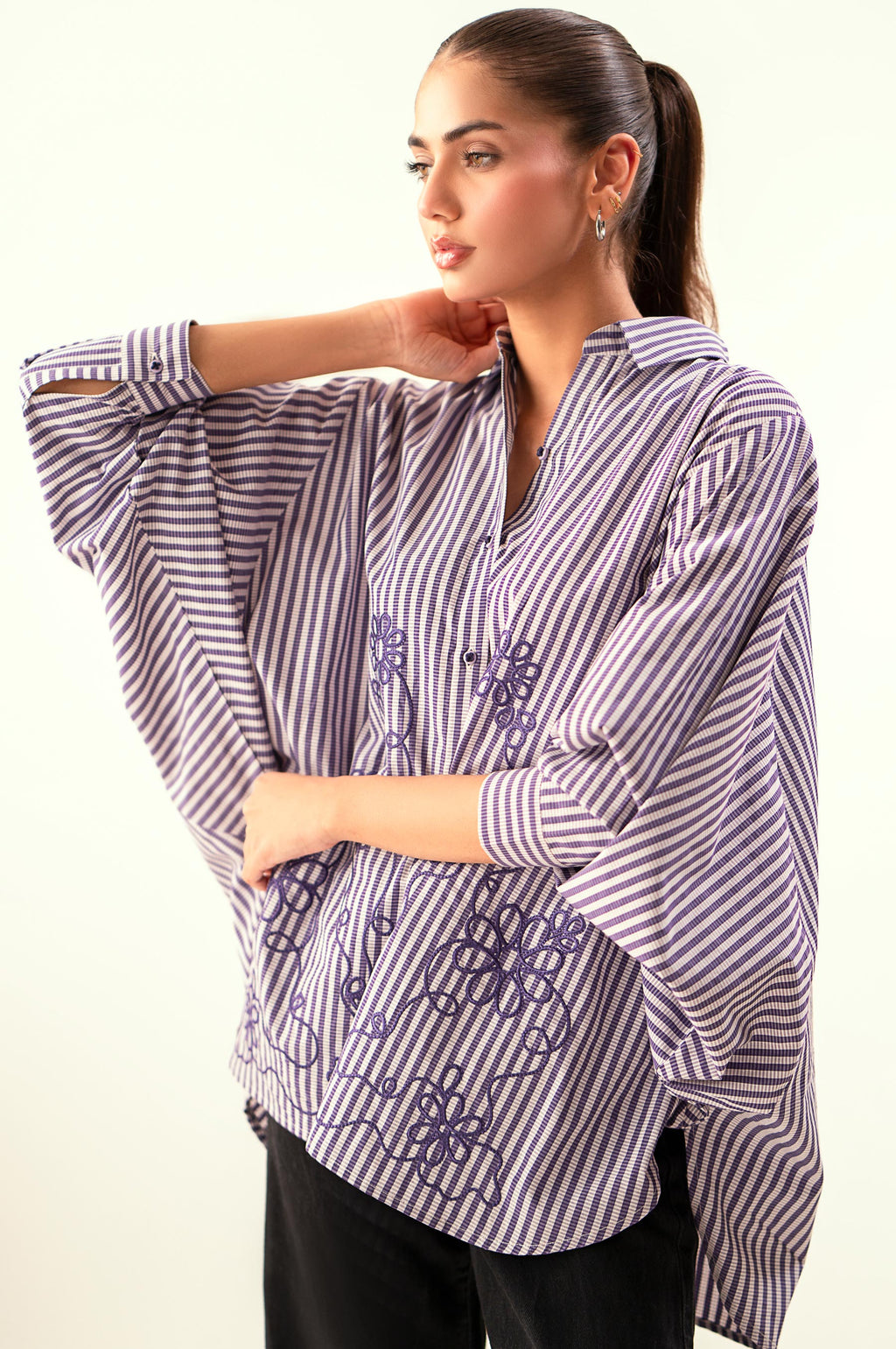 Stitched 1 Piece Embroidered Yarn Dyed Top