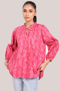 Stitched 1 Piece Stylized Printed Ripple Crinkle Top