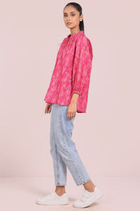 Stitched 1 Piece Stylized Printed Ripple Crinkle Top