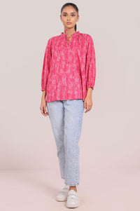 Stitched 1 Piece Stylized Printed Ripple Crinkle Top