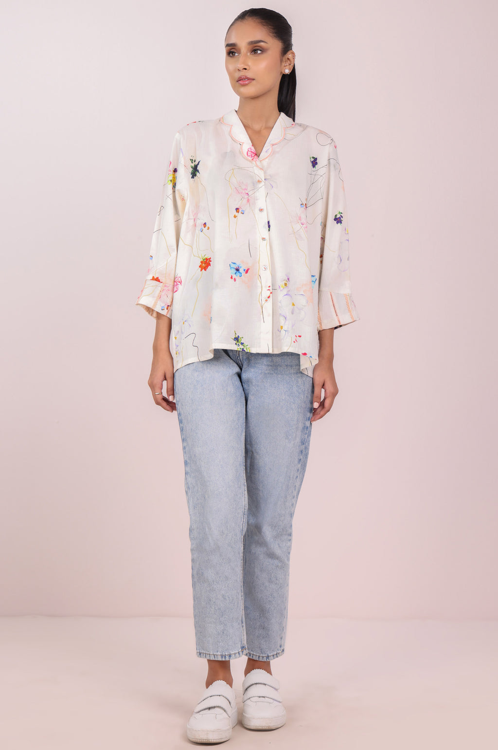 Stitched 1 Piece Embroidered Stylized Fusion Top