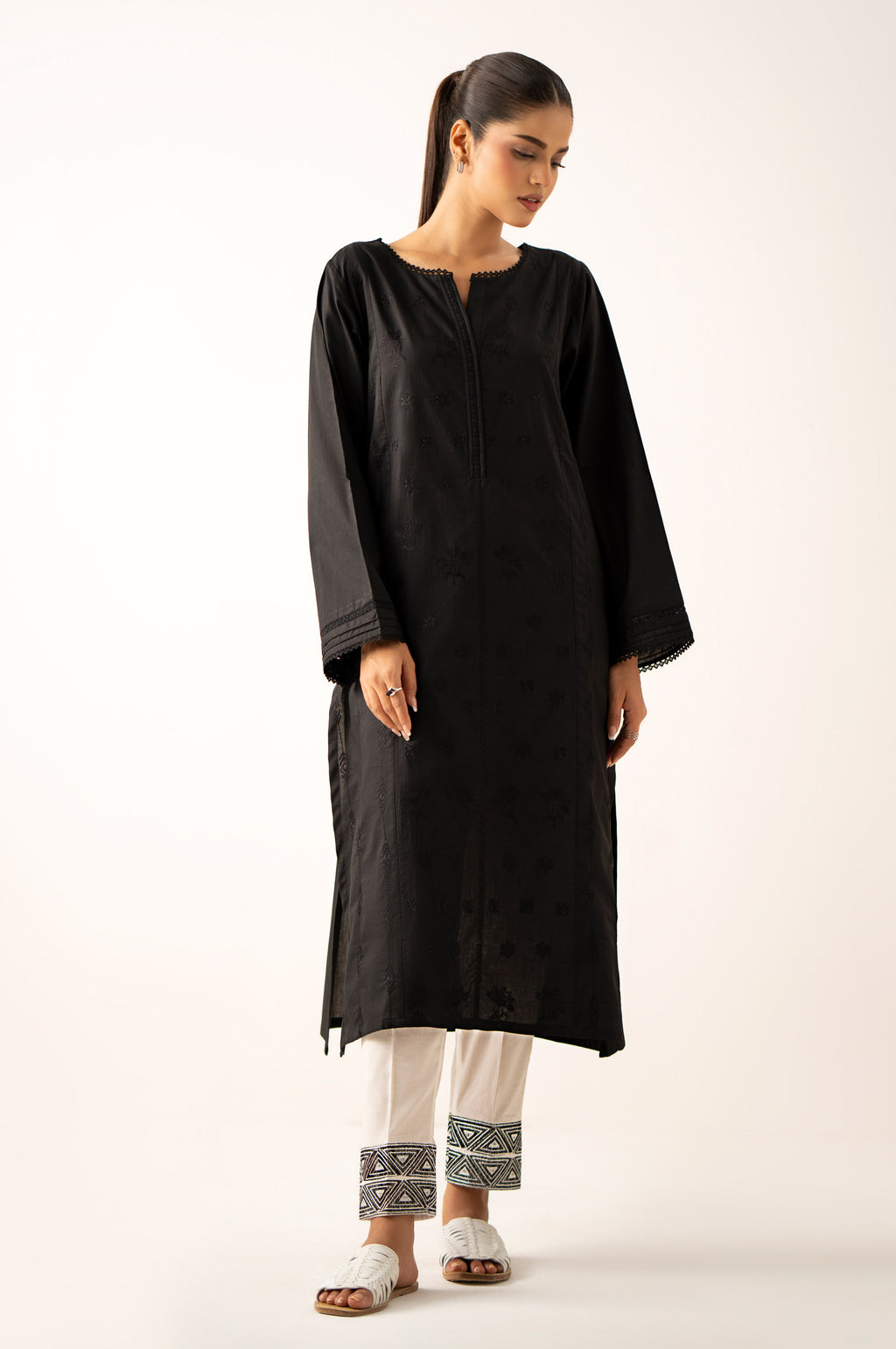 Stitched 1 Piece Embroidered Cambric Shirt