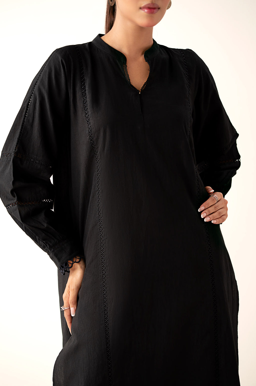 Stitched 1 Piece Stylized Cambric Shirt