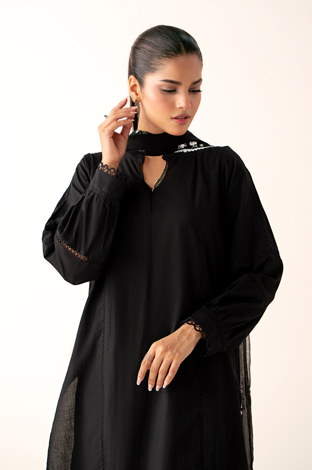 Stitched 1 Piece Stylized Cambric Shirt