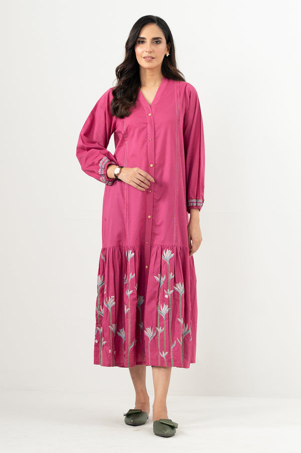 Stitched 1 Piece Embroidered Lawn Long Dress