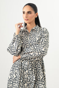 Stitched 1 Piece Printed Cross Hatch Khaddar Long Dress