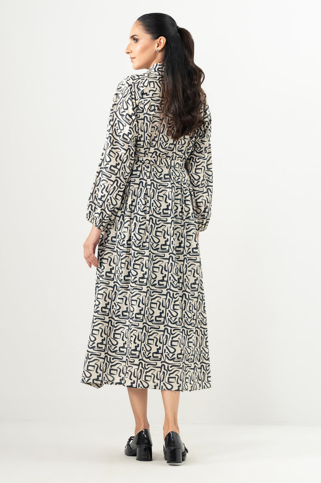 Stitched 1 Piece Printed Cross Hatch Khaddar Long Dress