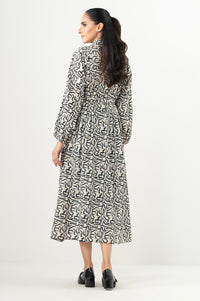 Stitched 1 Piece Printed Cross Hatch Khaddar Long Dress