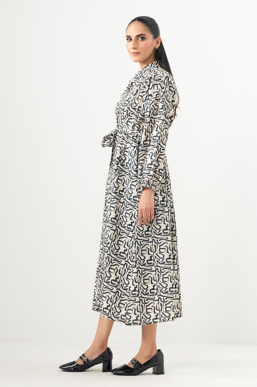 Stitched 1 Piece Printed Cross Hatch Khaddar Long Dress