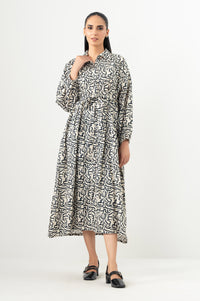 Stitched 1 Piece Printed Cross Hatch Khaddar Long Dress