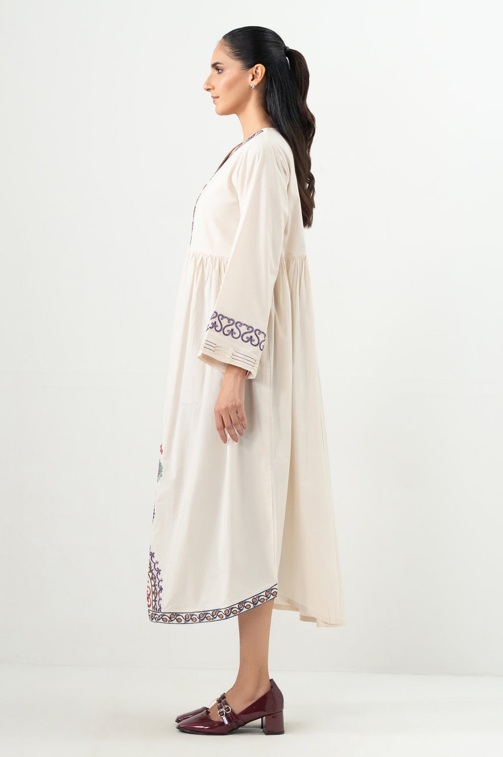 Stitched 1 Piece Embroidered Cotton Viscose Shirt