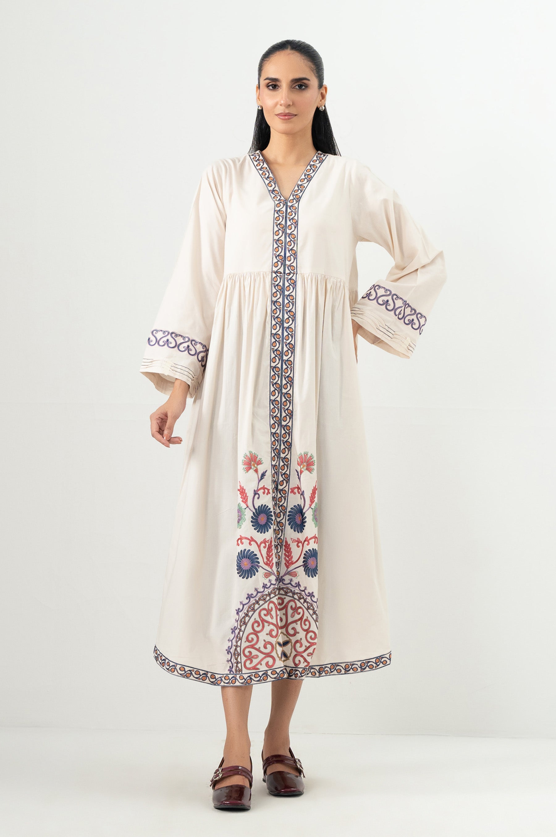 Stitched 1 Piece Embroidered Cotton Viscose Shirt