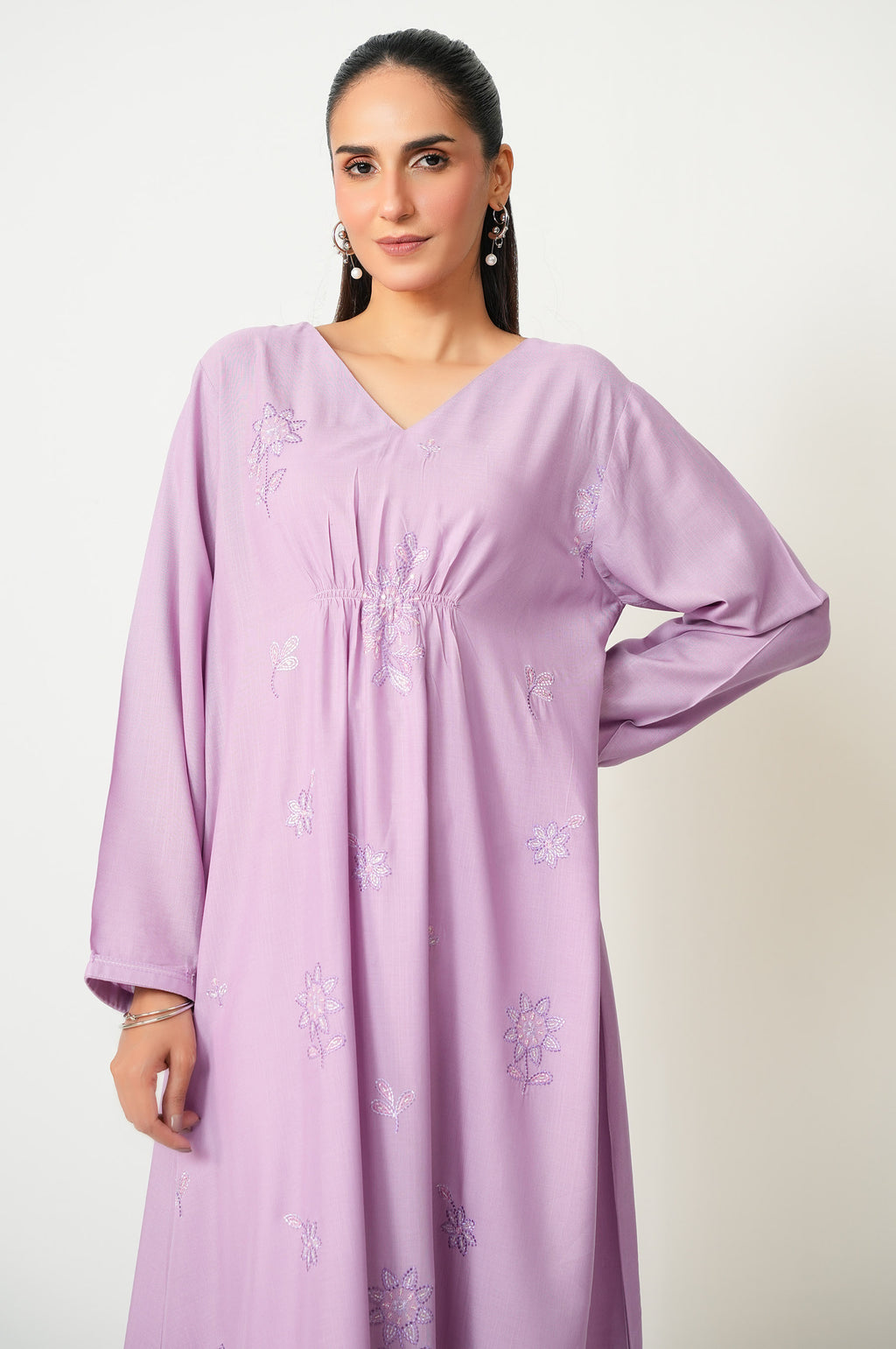Stitched 1 Piece Embroidered Dull Raw Silk Shirt