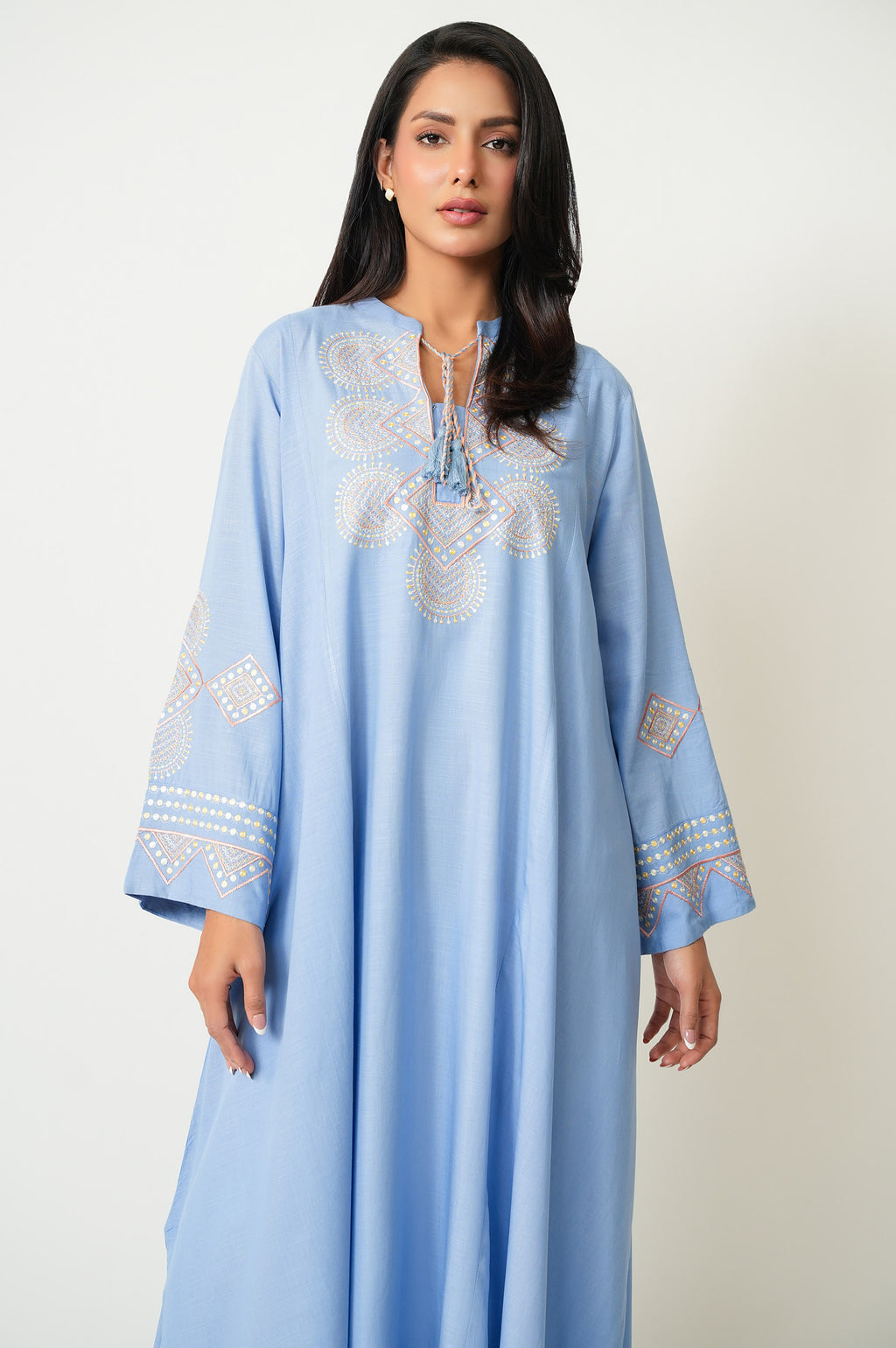 Stitched 1 Piece Embroidered Dull Raw Silk Shirt