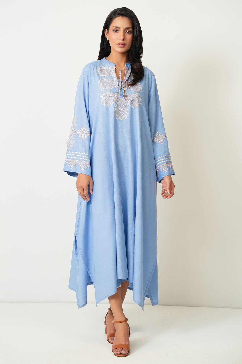 Stitched 1 Piece Embroidered Dull Raw Silk Shirt