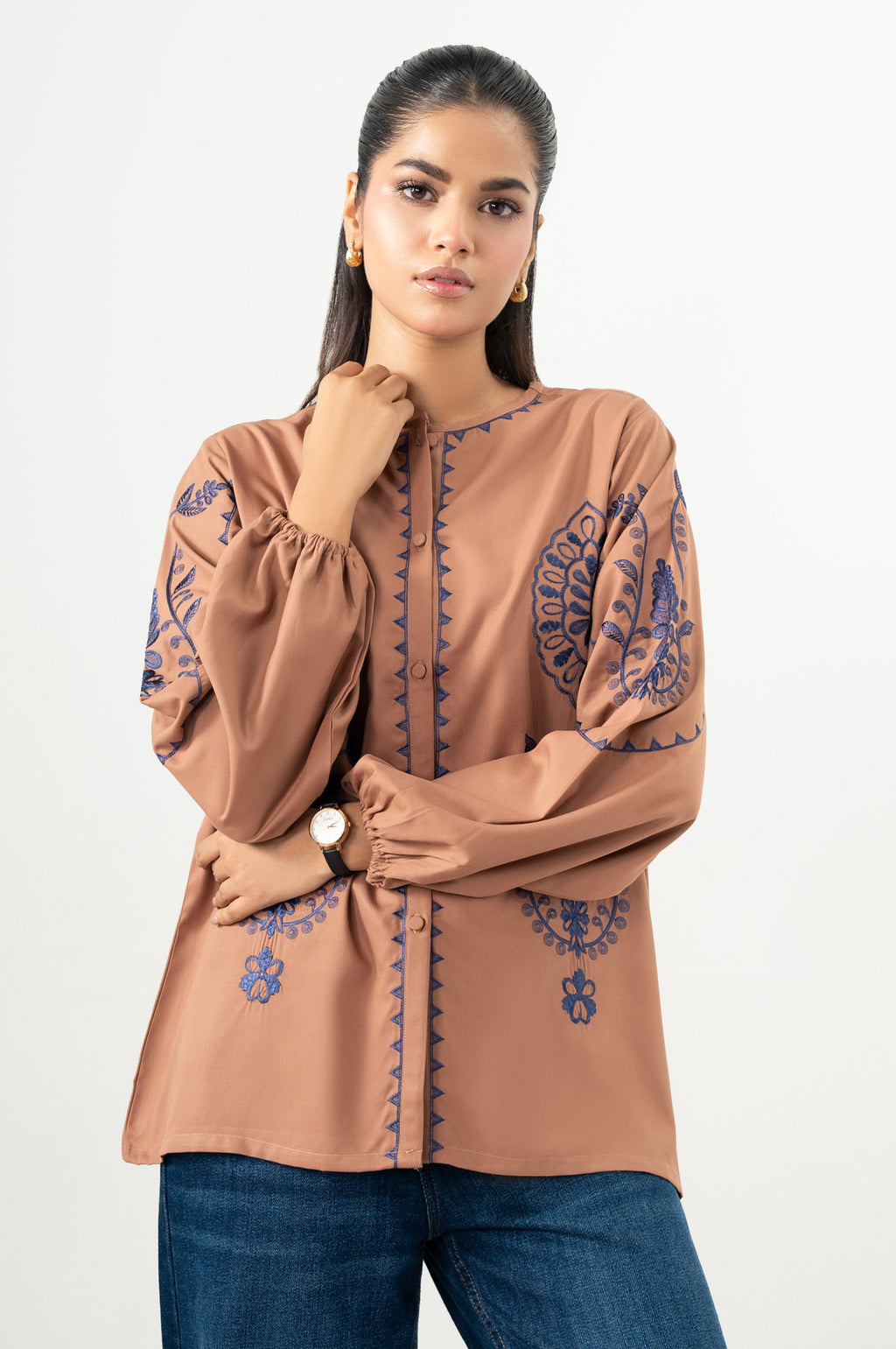 EMBROIDERED FABRON TOP