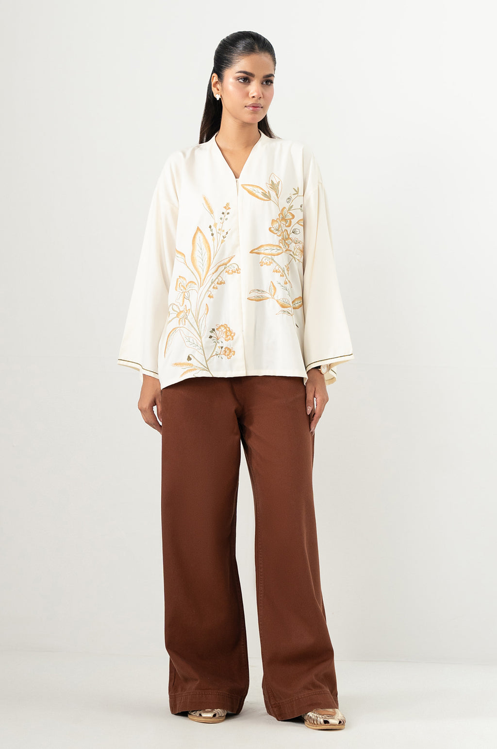 Stitched 1 Piece Embroidered Fabron Top