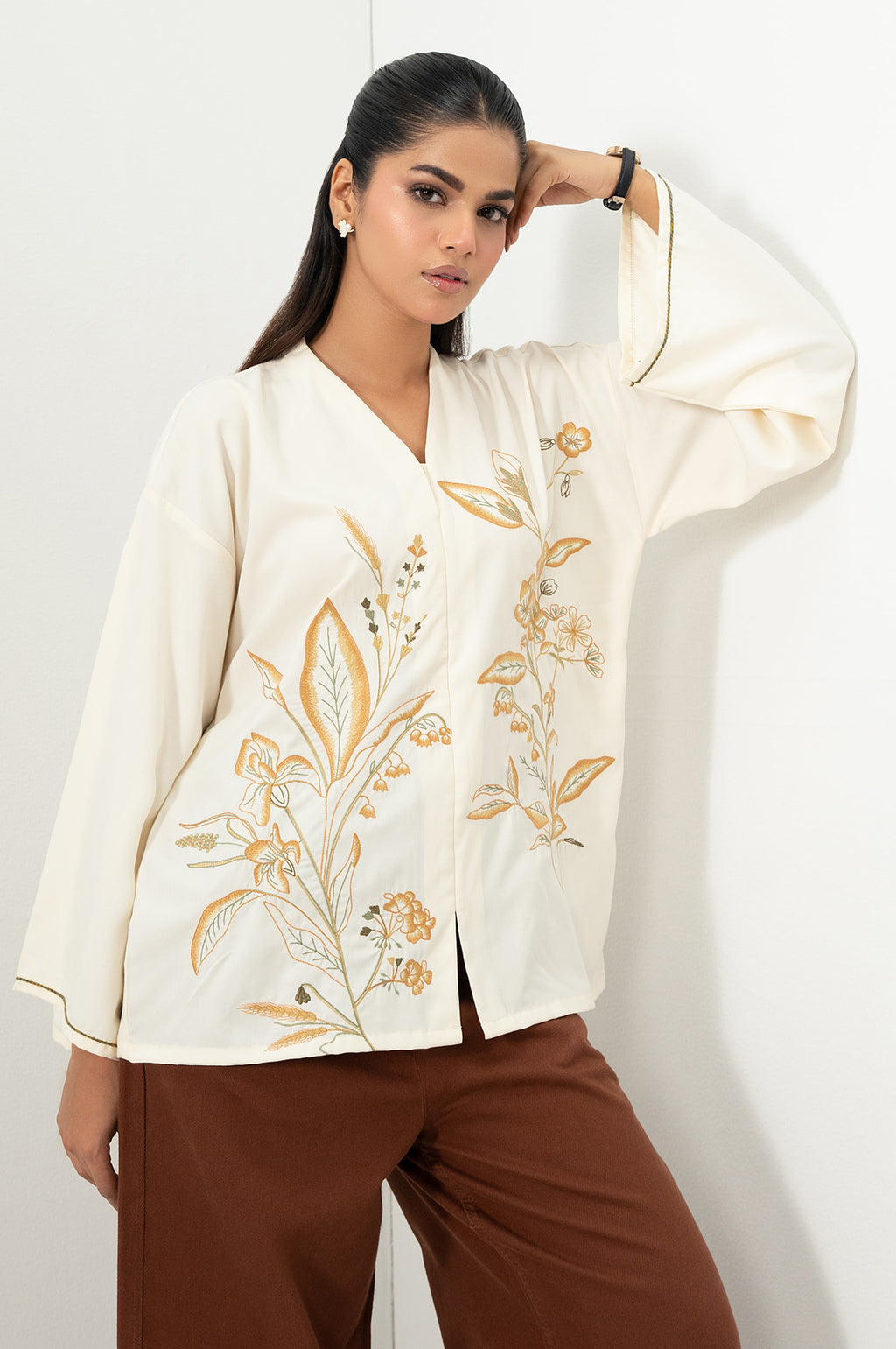 Stitched 1 Piece Embroidered Fabron Top