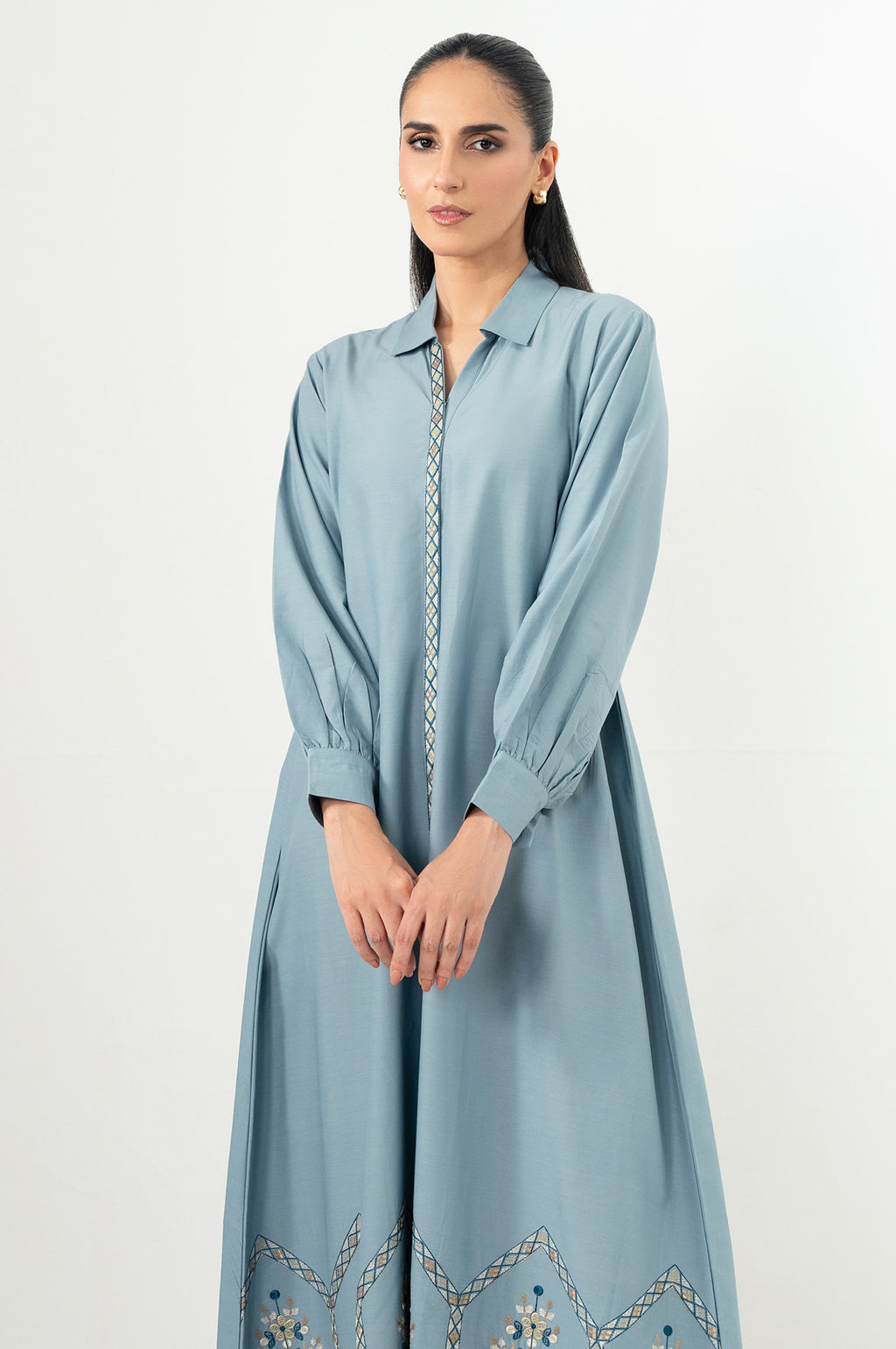 Stitched 1 Piece Embroidered Irish Cotton Viscose Long Dress