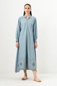 Stitched 1 Piece Embroidered Irish Cotton Viscose Long Dress