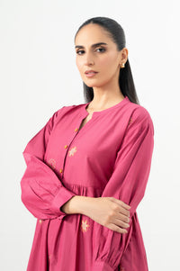 Stitched 1 Piece Embroidered Cotton Viscose Long Dress