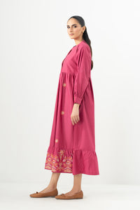 Stitched 1 Piece Embroidered Cotton Viscose Long Dress