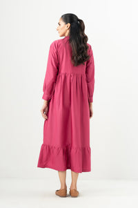 Stitched 1 Piece Embroidered Cotton Viscose Long Dress
