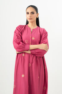 Stitched 1 Piece Embroidered Cotton Viscose Long Dress