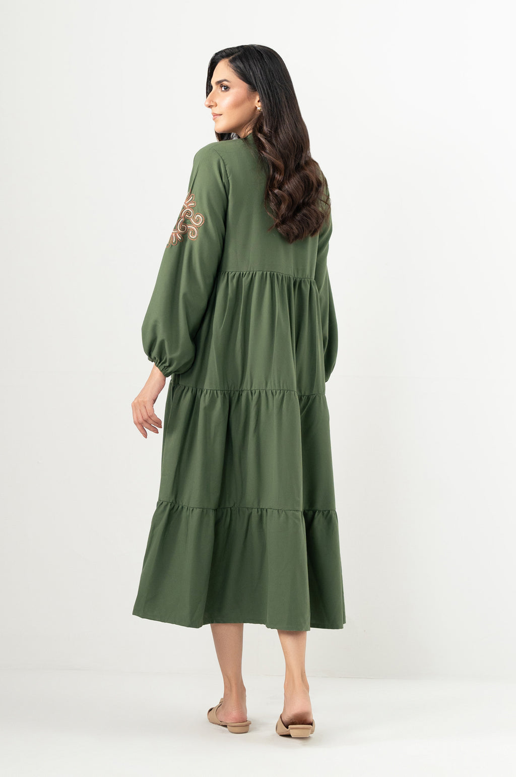 Stitched 1 Piece Embroidered Irish Long Dress