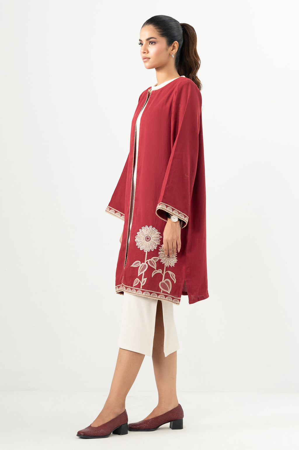 Stitched 1 Piece Embroidered Cottel Jacket