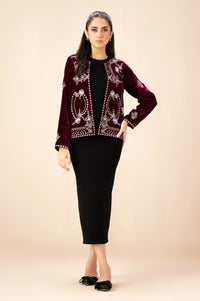 EMBROIDERED VELVET JACKET (FACTORY E-OUTLET)