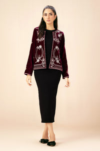 EMBROIDERED VELVET JACKET (FACTORY E-OUTLET)