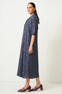 Stitched 1 Piece Embroidered Yarn Dyed Long Dress