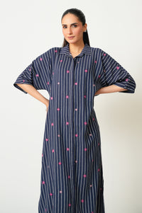 Stitched 1 Piece Embroidered Yarn Dyed Long Dress
