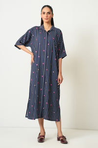 Stitched 1 Piece Embroidered Yarn Dyed Long Dress