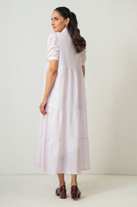 Stitched 1 Piece Embroidered Yarn Dyed Long Dress