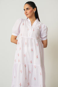 Stitched 1 Piece Embroidered Yarn Dyed Long Dress