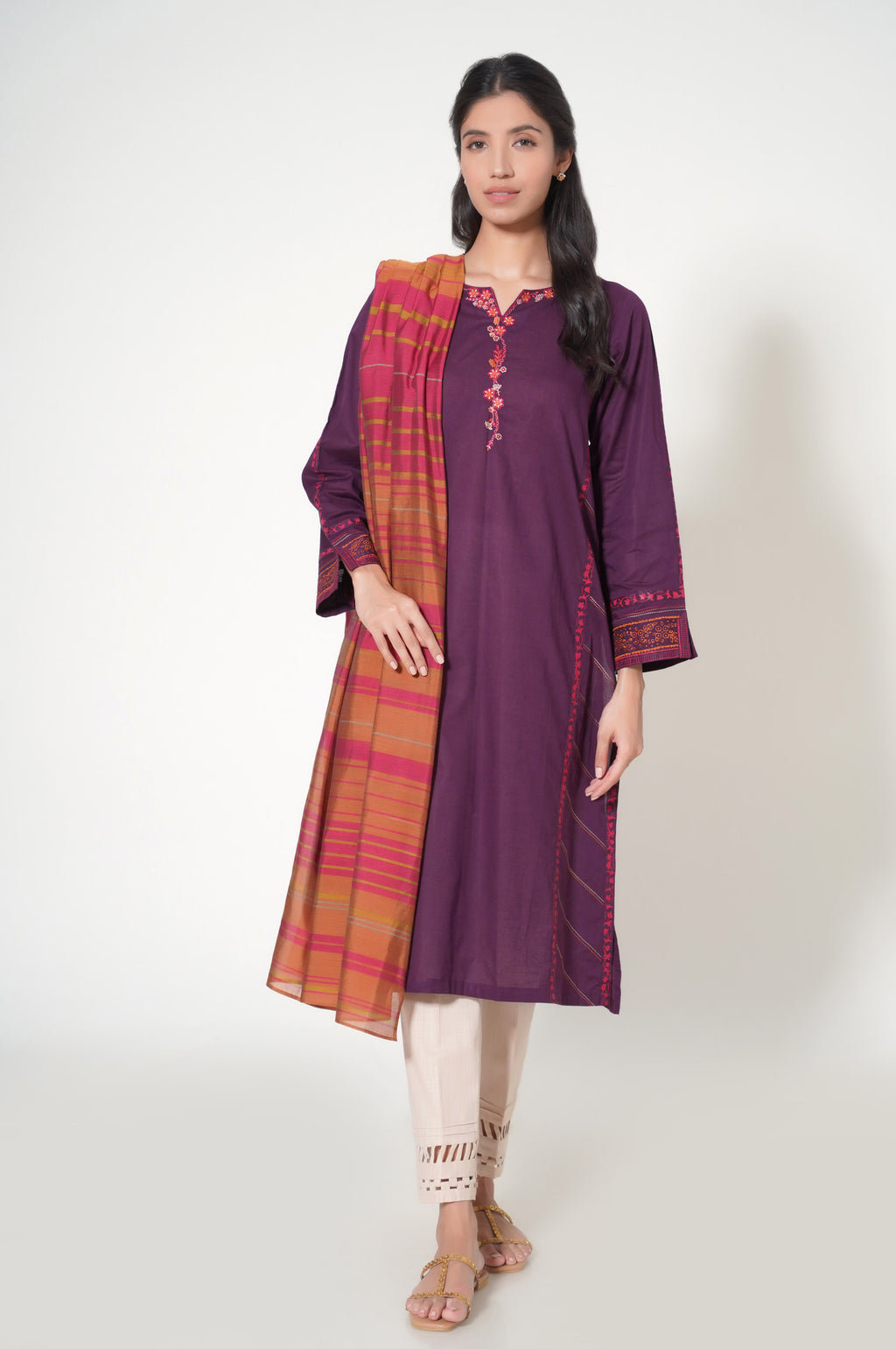 Stitched 2 Piece Cambric Embroidered Suit