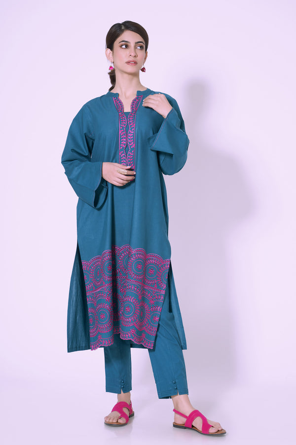 Stitched 2 Piece Cambric Embroidered Suit
